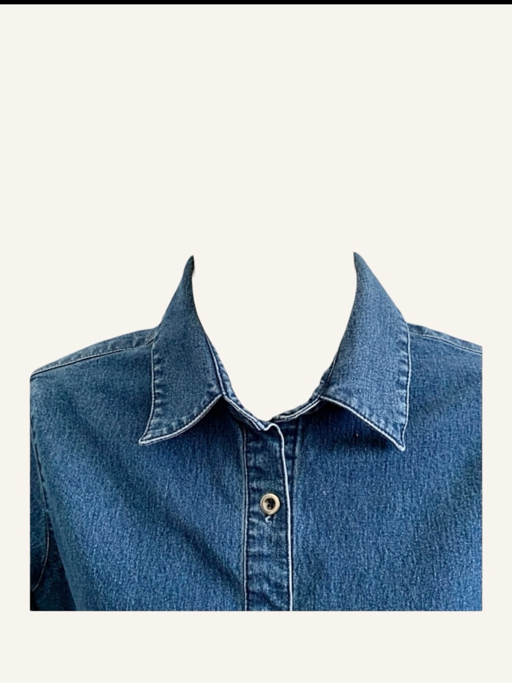 SONOMA Sz PM Stretch Blue Denim Button Down Shirt - Picture 5 of 7